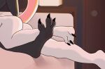 ambiguous_gender ambiguous_species anthro bed buttcheecks duo feet furniture hi_res hxcfoxy implied_oral mammal murid murine nori(hxcfoxy) oma(hxcfoxy) on_bed paws rat rodent spread_legs spread_toes spreading toes