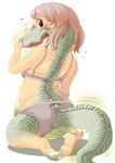  bikini brown_eyes brown_hair crocodile edmol furry transformation 