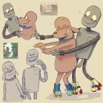 anthro blush canid canine canis collar dancing dog_(robot_dreams) domestic_dog duo hand_holding heart_symbol hi_res kikiw0000 machine male male/male mammal robot robot_(robot_dreams) robot_dreams roller_skates