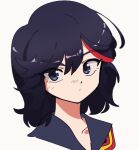  1girl black_eyes black_hair cropped_shoulders expressionless kill_la_kill looking_at_viewer lowres matoi_ryuuko multicolored_hair nzeneee red_hair senketsu short_hair sketch solo streaked_hair two-tone_hair 