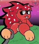 anthro anus butt dandruff female female_focus flaky_(htf) genitals happy_tree_friends humanoid_genitalia humanoid_pussy looking_back mammal mintytempest nervous porcupine pussy rodent