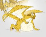 anthro belly big_belly claws cmitchell dragon felid hi_res horn lion long_tail male mammal mythological_creature mythological_scalie mythology orange_eyes pantherine scalie solo stripes tail tiger vore wings