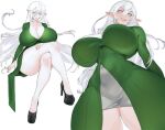 albino big_breasts big_butt blush breasts butt clothed clothing elf elf_costume female hair hi_res huge_breasts huge_butt human humanoid_pointy_ears long_hair mammal teasing thick_thighs white_hair wide_hips