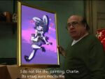 anthro brady_conner_(character) clothing danny_devito duo framed_picture human it&#039;s_always_sunny_in_philadelphia lagomorph leporid maid_uniform male mammal meme rabbit real smug_face text third-party_edit uniform