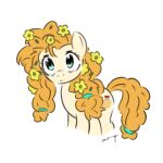 absurd_res accessory cutie_mark earth_pony equid equine female flower flower_in_hair friendship_is_magic hair hair_accessory hasbro hi_res horse mammal mane my_little_pony orange_hair orange_mane orange_tail pear_butter_(mlp) plant pony simple_background solo tail tuskonline white_background