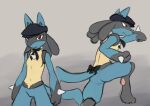 2024 3_fingers 3_toes anthro blue_body blue_fur blue_tail bow_ribbon breasts butt chest_spike clothing featureless_breasts feet female fingers front_view fur generation_4_pokemon hat hat_only headgear headgear_only headwear headwear_only hi_res lucario mostly_nude navel nintendo pokemon pokemon_(species) rear_view red_eyes sealer4258 simple_background small_breasts solo spikes spikes_(anatomy) tail toes