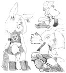 absurd_res accessory alternate_costume ambiguous_gender anthro black_and_white boots clothed clothing digital_media_(artwork) ear_clip footwear furgonomics hi_res made_in_abyss monochrome nanachi partially_clothed skalelsky skateboard_trick skateboarding sketch solo tail tail_accessory tailband topwear vest