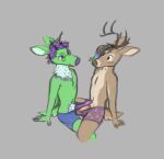 2022 animal_genitalia animal_penis anthro anthro_on_anthro antlers blue_boxers blue_clothing blue_underwear boxers_(clothing) boxers_only brown_hair brown_hooves brown_nose bulge bulge_frottage cervine_genitalia cervine_penis clothed clothing colored_sketch deer digital_drawing_(artwork) digital_media_(artwork) duo dyyrlysh erection eyewear fingers flat_colors frottage fur genitals glasses grey_background hair highlights_(coloring) hooved_fingers hooves horn kristoffer_everglade krita_(artwork) male male/male male_anthro mammal multicolored_highlights navel new_world_deer penile penis pince-nez purple_boxers purple_clothing purple_eyes purple_hair purple_hooves purple_nose purple_penis purple_underwear round_glasses scut_tail sex short_tail simple_background sitting sketch snout tail tan_body tan_fur tan_inner_ear tan_penis tenting topless underwear underwear_only wearing_glasses white-tailed_deer