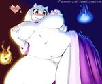  2017 anthro big_breasts blush breasts caprine female fire goat lapinstein magic mammal nipples pussy robes solo toriel undertale video_games 