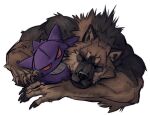  anthro brown_body brown_fur canid canine canis fur generation_1_pokemon gengar hi_res male mammal muscular muscular_anthro muscular_male mythological_canine mythological_creature mythology nintendo nmvsolidus plushie pokemon pokemon_(species) simple_background sleeping solo were werecanid werecanine werewolf white_background wolf 