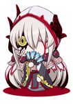  blood bloody_tears chibi dark_persona fate/grand_order fate_(series) horns japanese_clothes kimono kiyohime_(fate/grand_order) lamia long_hair looking_at_viewer monster_girl ogawa_shou one_eye_closed riyo_(lyomsnpmp)_(style) snake solo white_hair yellow_eyes 