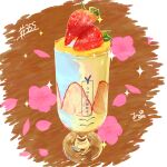  absurdres cup drinking_glass food food_focus fruit highres no_humans original still_life strawberry strawberry_slice takisou_sou 