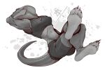 anthro claws clothed clothing feet female foot_fetish foot_focus kredri lying on_back paws pose presenting reptile resting scalie showing_feet showing_paws snake soles solo tail toes