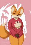  anthro biped bottomless canid canine clothed clothing female fox fur hi_res looking_at_viewer lucy_(sniffsnorf) mammal orange_body orange_fur sniffsnorf solo tail 