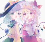  2girls ascot bat_wings black_hat blonde_hair blouse bow buttons crystal diamond_button eyeball flandre_scarlet frilled_shirt_collar frilled_sleeves frills green_hair green_skirt hat hat_bow hat_ribbon heart heart_of_string hiyuu_(hiyualice) komeiji_koishi mob_cap multicolored_clothes multicolored_hair multicolored_wings multiple_girls one_side_up puffy_short_sleeves puffy_sleeves red_eyes red_skirt red_vest ribbon shirt short_sleeves side_ponytail skirt skirt_set third_eye touhou vest white_hat wide_sleeves wings yellow_ascot yellow_bow yellow_ribbon yellow_shirt 