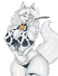  2024 absurd_res animal_print animal_print_bikini anthro arm_tuft bell bell_collar big_breasts bikini blanca_(nicky_illust) breast_squish breasts bulging_breasts canid canine canis clothing collar cow_print cow_print_bikini cowbell dialogue domestic_dog eyebrows eyelashes eyes_closed fake_cow_horns fake_horns female fur glistening glistening_breasts glistening_thighs hair hi_res huge_breasts legwear mammal nordic_sled_dog open_mouth pattern_bikini pattern_clothing pattern_swimwear samoyed shoulder_tuft solo spitz spongebandimark squish swimwear thick_thighs thigh_highs tuft white_body white_fur white_hair wide_hips 