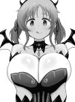  :q bare_shoulders blush breasts cleavage collarbone demon_horns demon_wings fake_horns fake_wings greyscale hair_ribbon horns huge_breasts idolmaster idolmaster_cinderella_girls idolmaster_starlit_season little_devil_swimsuit_(idolmaster) looking_at_viewer monochrome nishino_hikoji ribbon sidelocks simple_background smile strapless sweat tongue tongue_out totoki_airi twintails upper_body white_background wings 