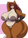 anthro big_breasts breasts canid canine curvy_figure dewwydarts female fox genitals hi_res hourglass_figure huge_breasts huge_thighs maddie_(dewwydarts) mammal nipples nude pussy solo thick_thighs wide_hips