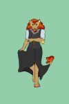 absurd_res ambiguous_gender anthro arm_tuft audra_(lionoob) bottomwear bowing clothing double_breasted_suit elbow_tuft felid fur hi_res lion lions_den_artwork mammal pantherine skirt solo tail tail_tuft topwear tuft vest yellow_body yellow_fur