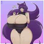 3_tails absurd_res amane amane_(takanoart) big_breasts breasts canid canine cleavage clothed clothing fox hi_res huge_breasts mammal multi_tail original_character purple__hair tail takano takanoart thick thick_thighs