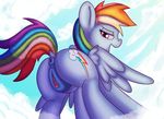  2017 animal_genitalia animal_pussy anus atmosseven clitoris cloud cutie_mark equine equine_pussy feathered_wings feathers female feral friendship_is_magic hair hi_res looking_at_viewer looking_back mammal multicolored_hair my_little_pony outside pegasus presenting pussy rainbow_dash_(mlp) sky solo spread_wings wings 