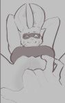  2023 5_fingers absurd_res anthro boomjack_(themercart) breasts digital_drawing_(artwork) digital_media_(artwork) domino_mask duo female fingering fingers first_person_view fur genitals grey_background hands_behind_head hi_res lagomorph leporid long_ears mammal mask monochrome mouth_closed narrowed_eyes pussy rabbit simple_background smile spread_legs spreading themercart vaginal vaginal_fingering 
