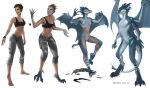  2018 anthro barefoot blue_body blue_eyes blue_scales borsmenta bottomwear bra breasts claws clothing digital_media_(artwork) digitigrade dragon featureless_crotch feet female growth hi_res horn horn_growth human_to_anthro membrane_(anatomy) membranous_wings mythological_creature mythological_scalie mythology navel pants scales scalie sequence simple_background smile solo species_transformation sports_bra standing tail tail_growth torn_clothing transformation tusaris underwear white_background wing_growth wings 