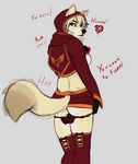  2017 anthro breasts canine clothing clovis_(twokinds) female fox hybrid legwear mammal nipples panties seff side_boob sketch skirt solo stockings twokinds underwear wolf 