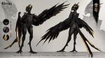  absurd_res anthro avian black_body cjk_character feathered_wings feathers feet hi_res huge_filesize japanese_text kinryu_(aeternum) liit_alles male model_sheet pose purple_body purple_feathers solo standing talons text toes tongue tongue_out wings yellow_body yellow_feathers 