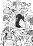 assisted_exposure bandaged_arm bandaged_head bandages bleeding blood comic gmgt_(gggggg3) greyscale hair_ribbon highres injury japanese_clothes kantai_collection long_hair monochrome multiple_girls pain ribbon shoukaku_(kantai_collection) translation_request twintails yuri zuikaku_(kantai_collection) 