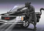  anthro black_body black_fur brown_eyes chevrolet duo felid feline fur light_truck male male/male mammal pantherine pickup_truck retro simple_background smile smiling_at_viewer solo tail truck_(vehicle) vehicle wolfyalex96 