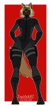 2023 anthro armor black_bodysuit black_boots black_clothing black_footwear black_skinsuit blonde_hair blue_eyes bodysuit boots brown_body brown_fur canid canine canis clothing domestic_dog dora_schutzhund female footwear fur german_shepherd gloves gun gun_holster hair hands_on_hips handwear herding_dog hi_res holstered_pistol looking_at_viewer mammal pastoral_dog ranged_weapon skinsuit smile smirk solo tail tight_clothing tight_suit trevhart weapon