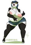  anthro bear big_breasts breasts clothed clothing female ficus huge_breasts looking_at_viewer mammal nipples open_mouth overweight panda solo standing 