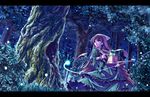  brown_hair fireflies forest heterochromia long_hair nature revision rozen_maiden sasa_ichi scenery solo suiseiseki watering_can 