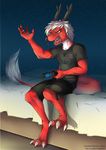  2017 angry anthro dragon eastern_dragon game_(disambiguation) hair horn male night_in_the_woods playstation_4 sitting styx_y._renegade tosha_v-smile whiskers 