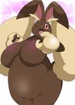  &lt;3 3_fingers :d anthro belly big_belly big_breasts black_sclera blush breasts brown_fur chinchira_(pixiv13404505) digital_media_(artwork) female folded_ears fur kemono lagomorph legs_together long_ears looking_at_viewer lopunny mammal multicolored_fur navel nintendo one_eye_closed open_mouth overweight pink_eyes pink_nose pok&eacute;mon portrait rabbit shiny_skin short_tail smile solo three-quarter_portrait tongue video_games 