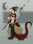  armor bident dragon fleet-foot_(artist) horn lizard male pauldron reptile scalie weapon 