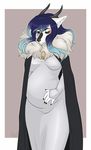  anthro canine clothed clothing female fur hair hiddenwolf horn hybrid mammal pregnant solo standing 