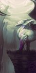  2012 day detailed_background digital_media_(artwork) dragon feathered_dragon feathered_wings feathers feral outside shinerai solo standing white_skin wings 