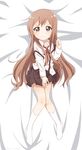  3: :| angry bed_sheet brown_eyes brown_hair clenched_hand closed_mouth covering covering_crotch long_hair lying no_shoes on_back oomuro-ke oomuro_hanako ren_kon school_uniform skirt socks solo suspenders suspenders_slip v-shaped_eyebrows very_long_hair white_legwear yuru_yuri 