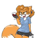  2017 alcohol anthro beverage bluecoffeedog blush canine clothing dog drunk estelle_(spacestrawberry) eyewear female fox glasses mammal solo wine wine_glass 