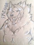  anthro canine frenor male mammal maplecookies muscular nipples open_mouth smile solo traditional_media_(artwork) 