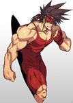  1boy abs bara brown_hair gairen guilty_gear male_focus muscle pecs smile solo 