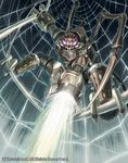  armor cannon cardfight!!_vanguard company_name extra_eyes gloves helmet ishida_baru machining_tarantula male_focus official_art purple_eyes silk solo spider_legs spider_web 