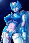  1girl autobot blue_eyes breasts chromia erect_nipples mecha_girl nipples transformers 
