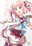  highres kirameki_mamika magical_girl nikame open_mouth pink_eyes pink_hair re:creators short_twintails translation_request twintails wand 