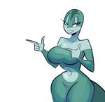 anthro big_breasts black_eyes breasts female herny lizard looking_at_viewer navel pointing reptile rita_skopt scalie simple_background solo tex_avery thick_thighs white_background wide_hips 