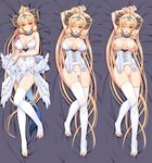  absurdly_long_hair armpits arms_up bare_shoulders barefoot bed_sheet blonde_hair blur_censor blush breasts censored choker cleavage corset dakimakura fusai gloves horns large_breasts long_hair lucifer_(the_seven_deadly_sins) lying multiple_views nipples no_bra no_panties on_back one_eye_closed open_mouth purple_eyes single_glove skindentation skull smile the_seven_deadly_sins thighhighs tiara toeless_legwear very_long_hair watermark white_gloves white_legwear wings 