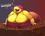  bar big_breasts big_butt breasts bubble burping butt clothed clothing drunk female hair hippopotamus huge_breasts huge_butt kazecat mammal overweight pink_hair shot_glass slightly_chubby smothering teeth tongue tongue_out yellow_skin 