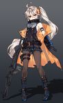  ahoge argyle argyle_legwear asymmetrical_legwear belt black_footwear black_legwear black_skirt blue_legwear boots character_name combat_boots covered_mouth double-breasted eyebrows_visible_through_hair full_body girls_frontline goggles goggles_around_neck grey_hair gun hair_between_eyes hair_ornament hair_scrunchie highres holding holding_gun holding_weapon holster kneehighs kuro_(kuronell) long_hair looking_at_viewer loose_belt machine_gun miniskirt mismatched_legwear orange_legwear pkp_(girls_frontline) pkp_pecheneg scrunchie shadow sheath sheathed shiny shiny_hair side_ponytail silver_hair single_kneehigh single_thighhigh skirt solo standing striped striped_legwear thigh_holster thigh_strap thighhighs vertical-striped_legwear vertical_stripes weapon yellow_eyes 